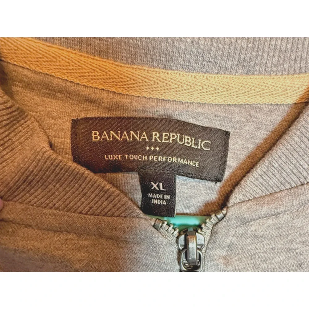 Banana Republic Luxe Touch Bomber Jacket XL Gray Full Zip Cotton Mens Coat